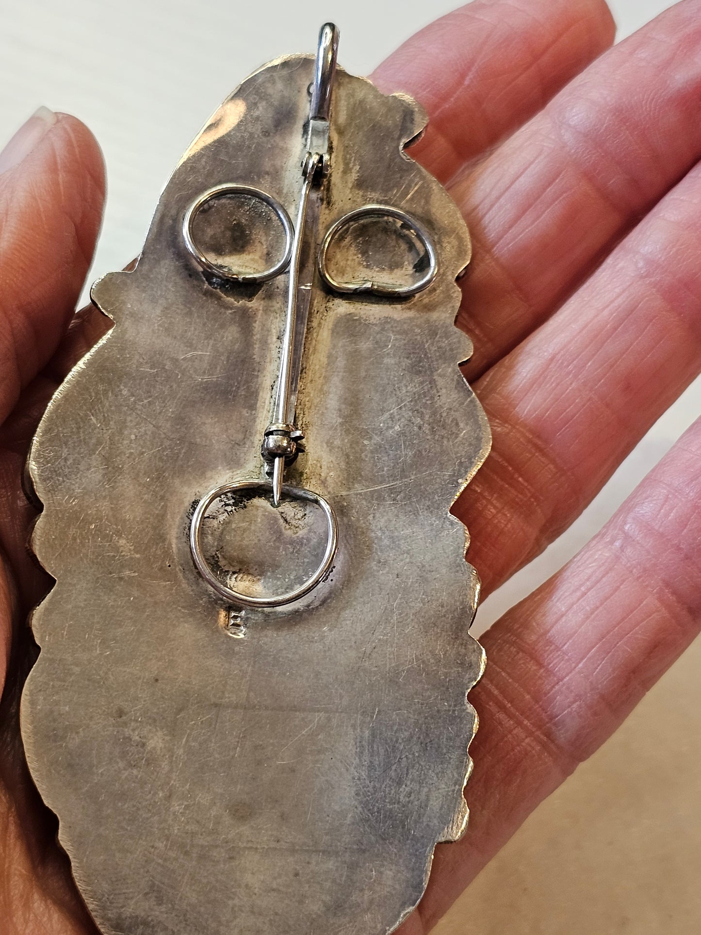 Massive Royston Pendant Navajo artist Kenneth Eskitty Sterling Silver