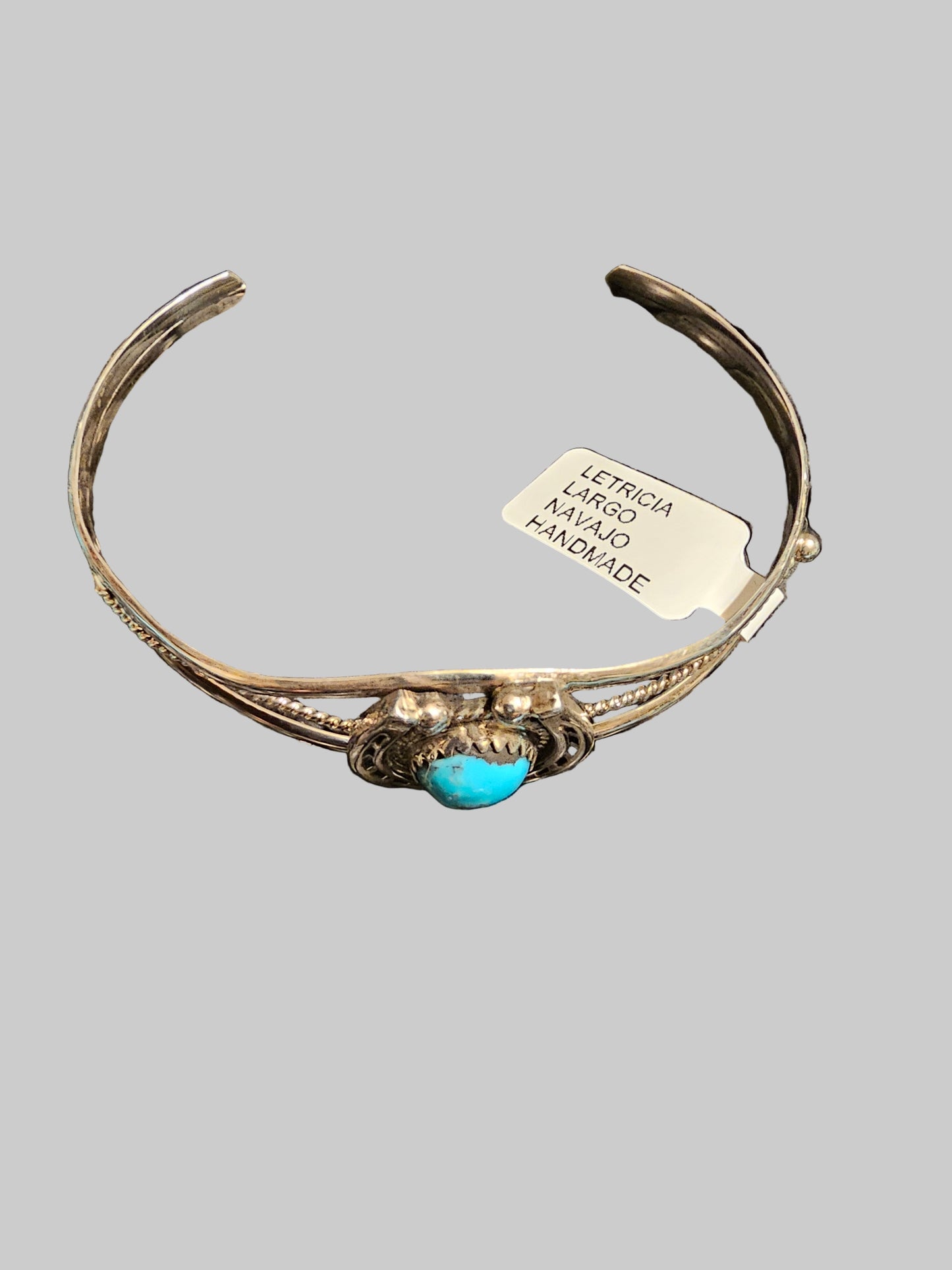 Letricia Largo Horseshoe Cuff Sterling Sz 7 3/4 Navajo Kingman Turquoise