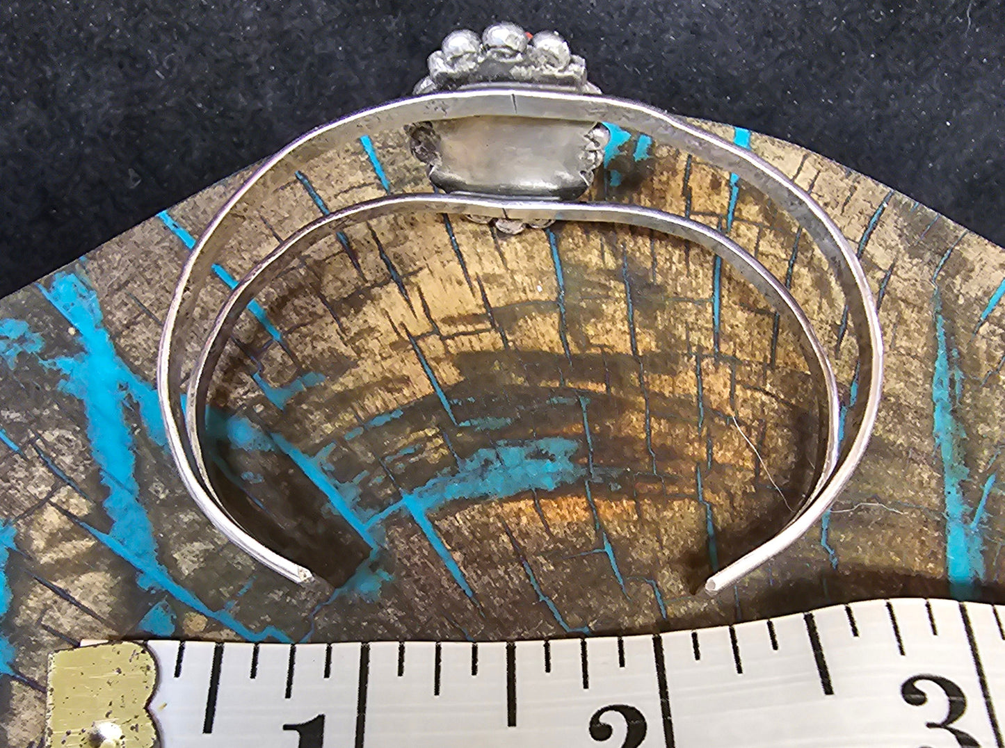 Vintage Navajo Mediterranean Coral & Sterling Silver Cuff Stamped LL