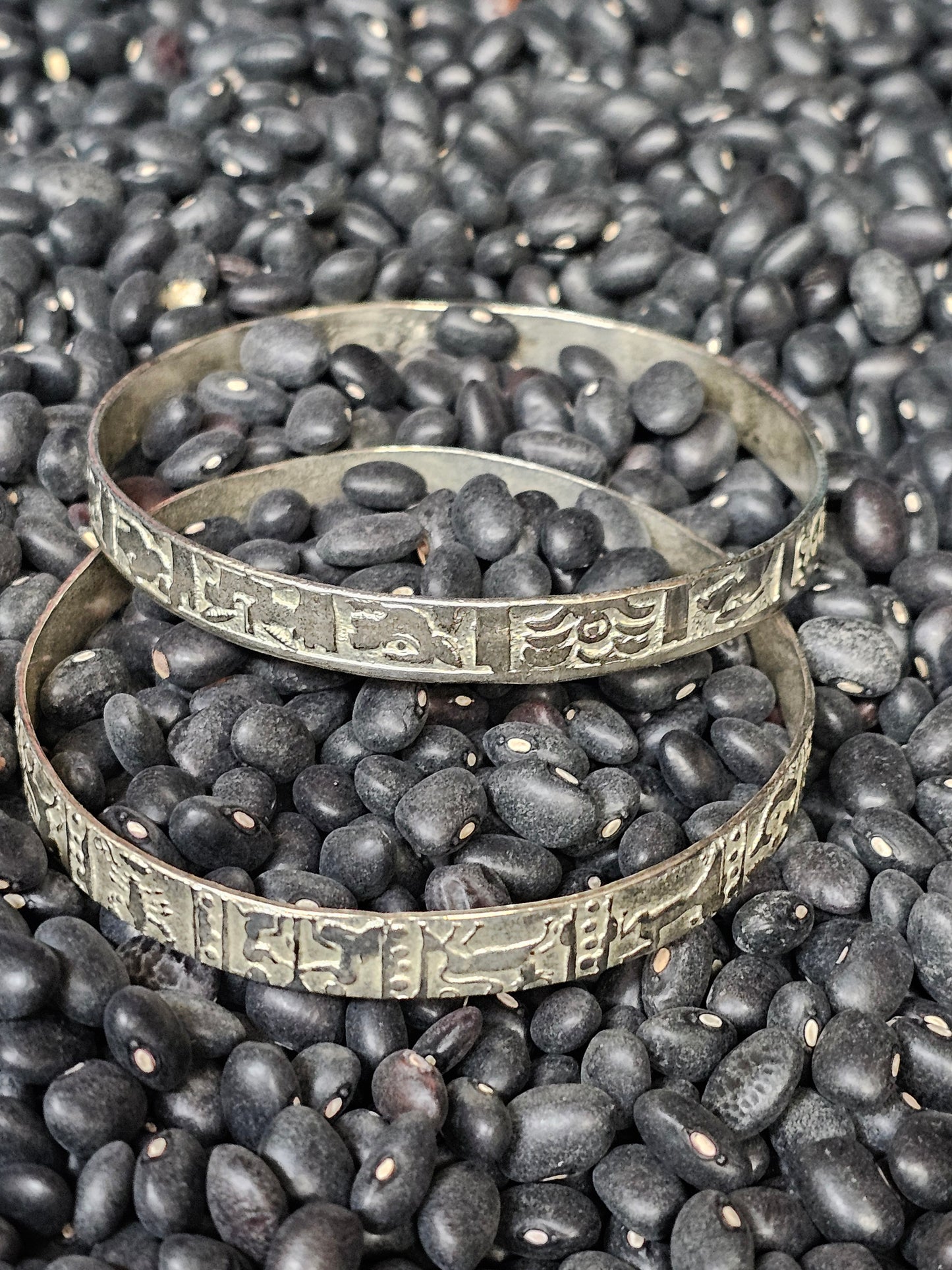 Story Teller Bracelets Set of Two Sterling SIlver Taxco 925 Southwestern Mexico Vintage