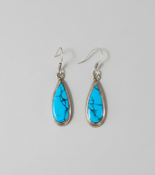 VIntage Sterling Silver Tear Drop Earrings Turquoise
