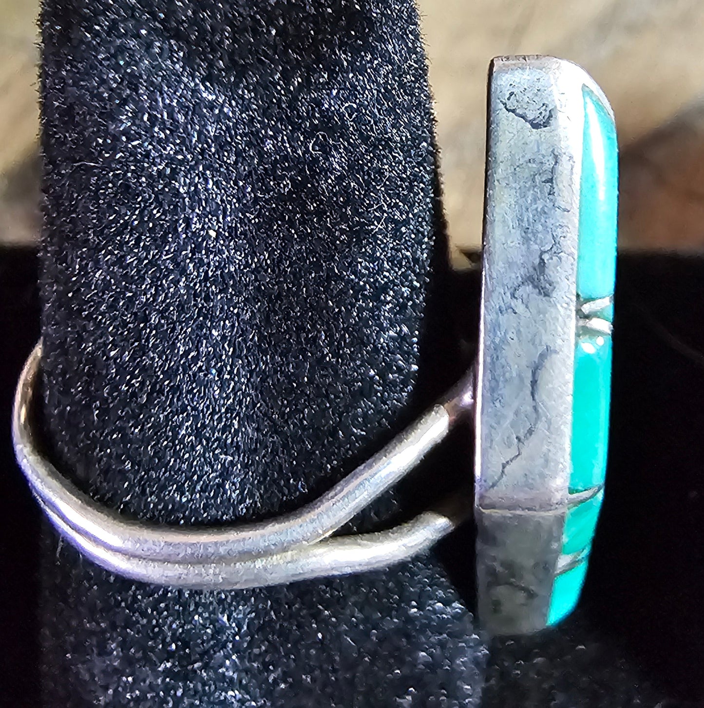 Vintage Inlay Zuni Ring Sterling Silver sz 6 1/4