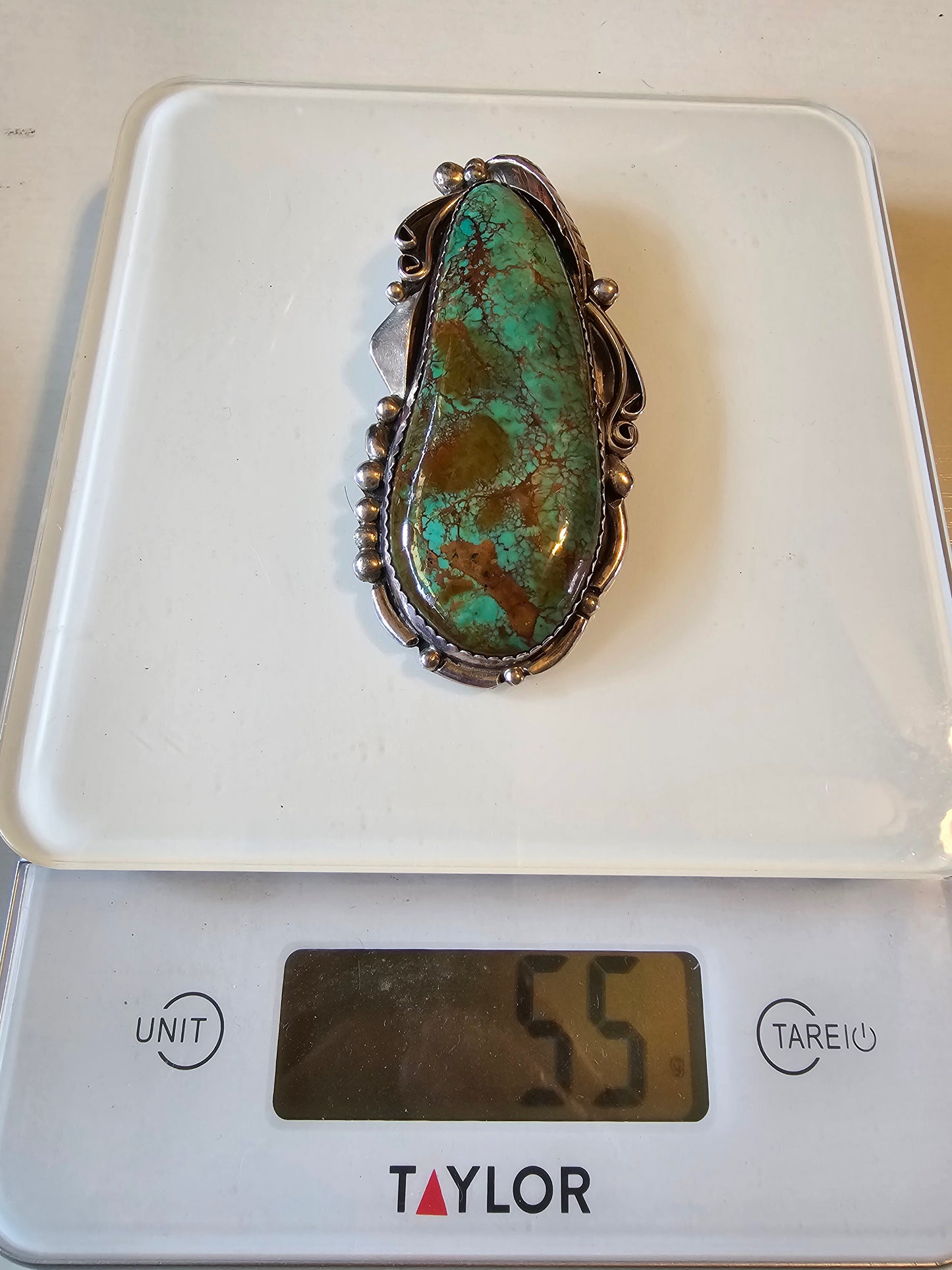 Massive Royston Pendant Navajo artist Kenneth Eskitty Sterling Silver