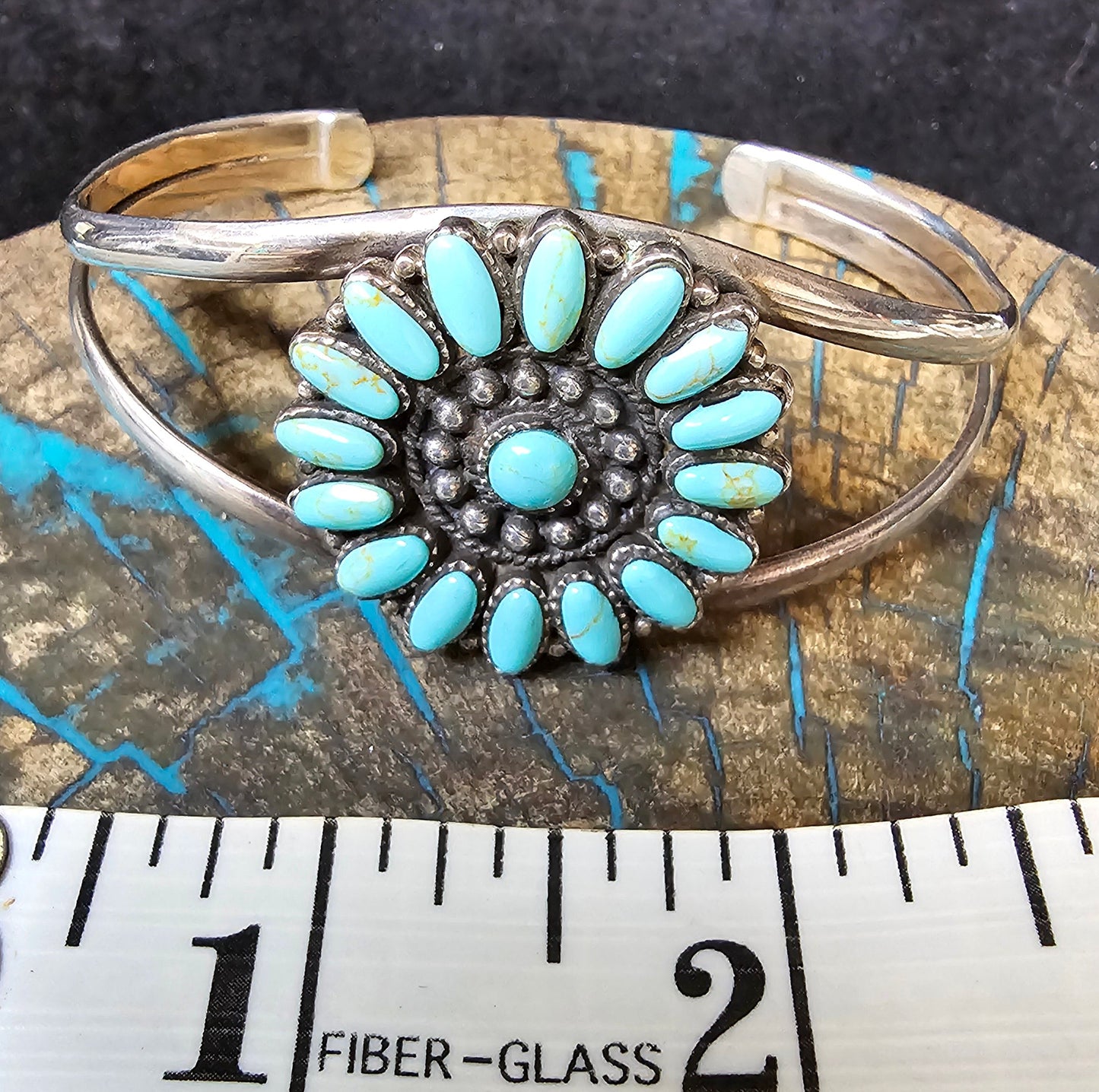 Zuni Cluster Needlepoint Cuff Sterling Silver Stamped 925
