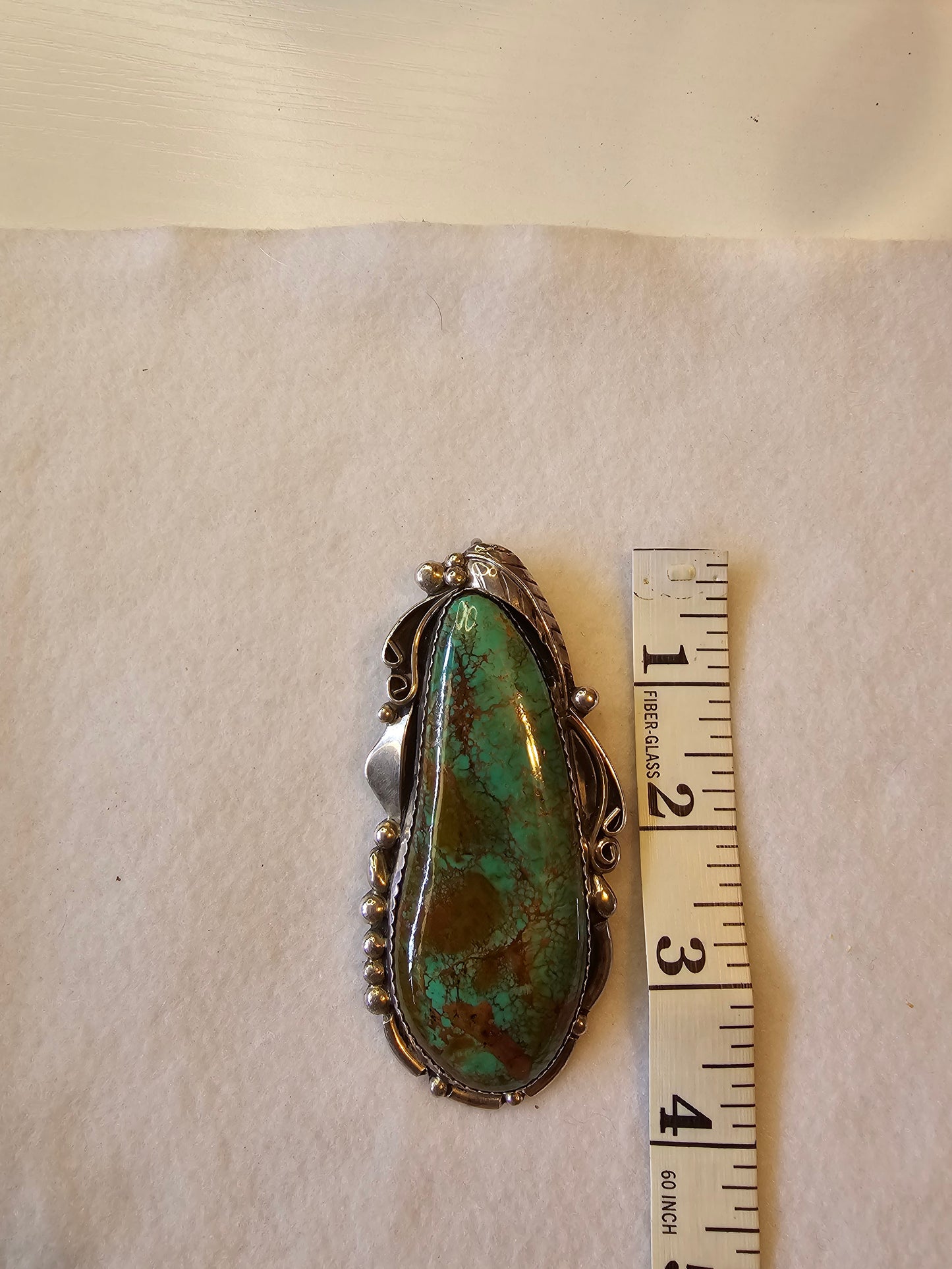 Massive Royston Pendant Navajo artist Kenneth Eskitty Sterling Silver