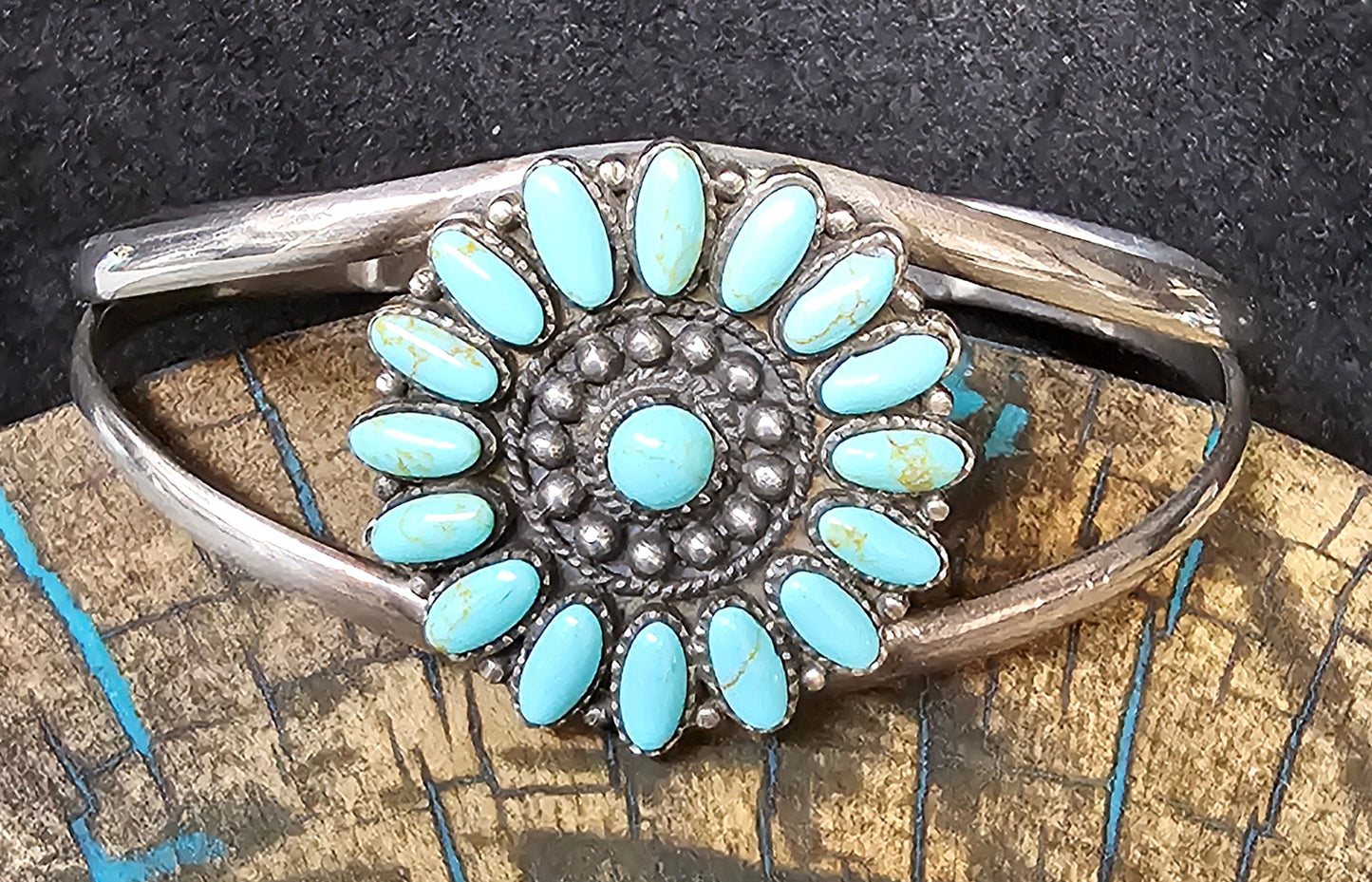Zuni Cluster Needlepoint Cuff Sterling Silver Stamped 925