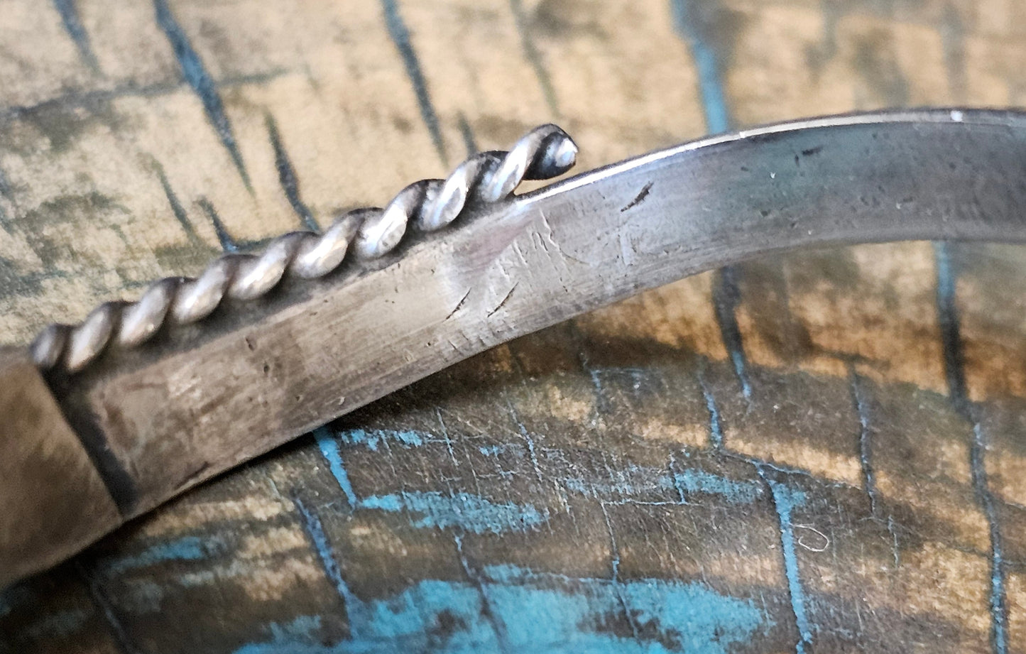 Vintage Navajo Cuff Sterling Silver & Morenci Turquoise Trading Post Mark
