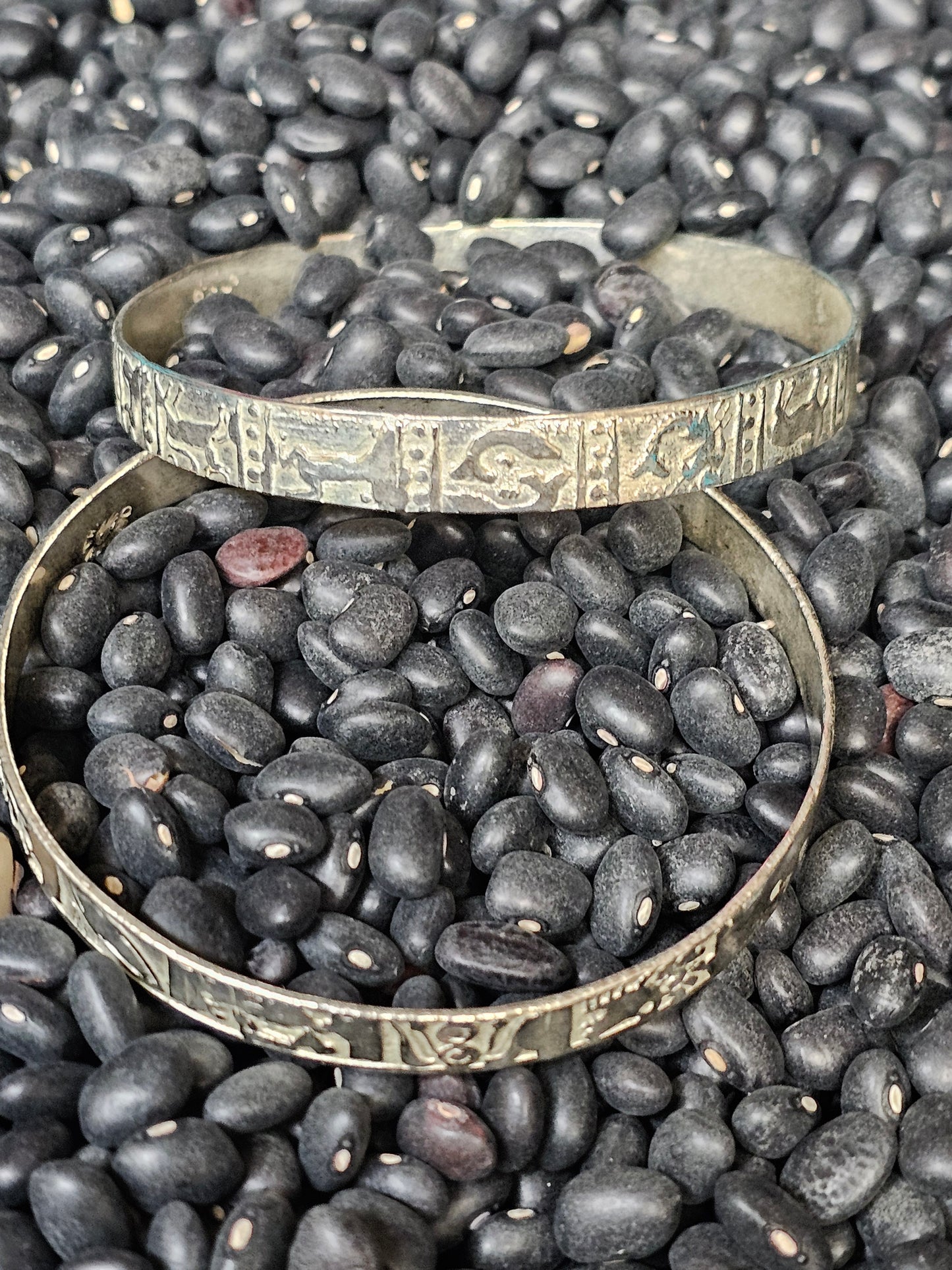 Story Teller Bracelets Set of Two Sterling SIlver Taxco 925 Southwestern Mexico Vintage