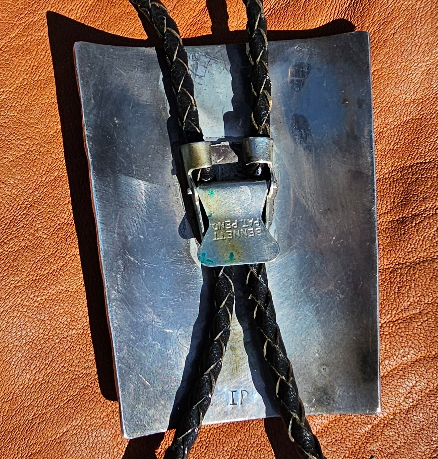 Vintage Bolo Tie Navajo Stamped Irene Platero Sterling Silver Turquoise Red Coral