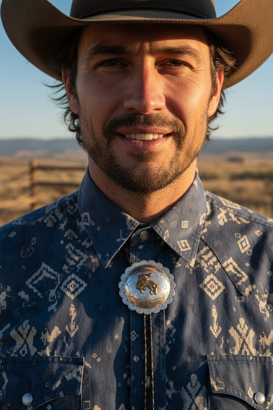 Bucking Bronc Rider Bolo Tie Vintage Diablo Manufacting Company Sterling Silver