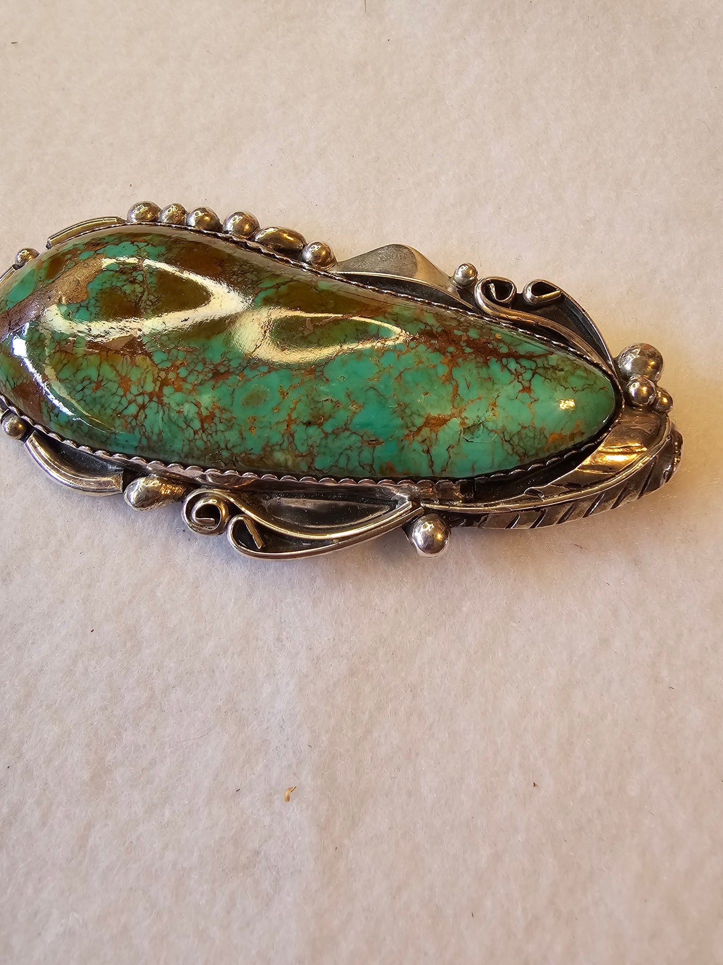Massive Royston Pendant Navajo artist Kenneth Eskitty Sterling Silver