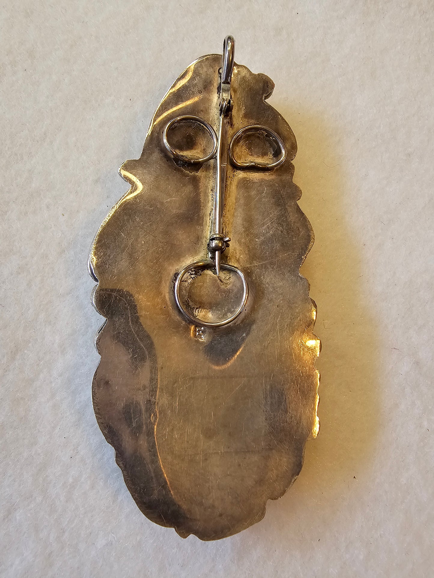 Massive Royston Pendant Navajo artist Kenneth Eskitty Sterling Silver