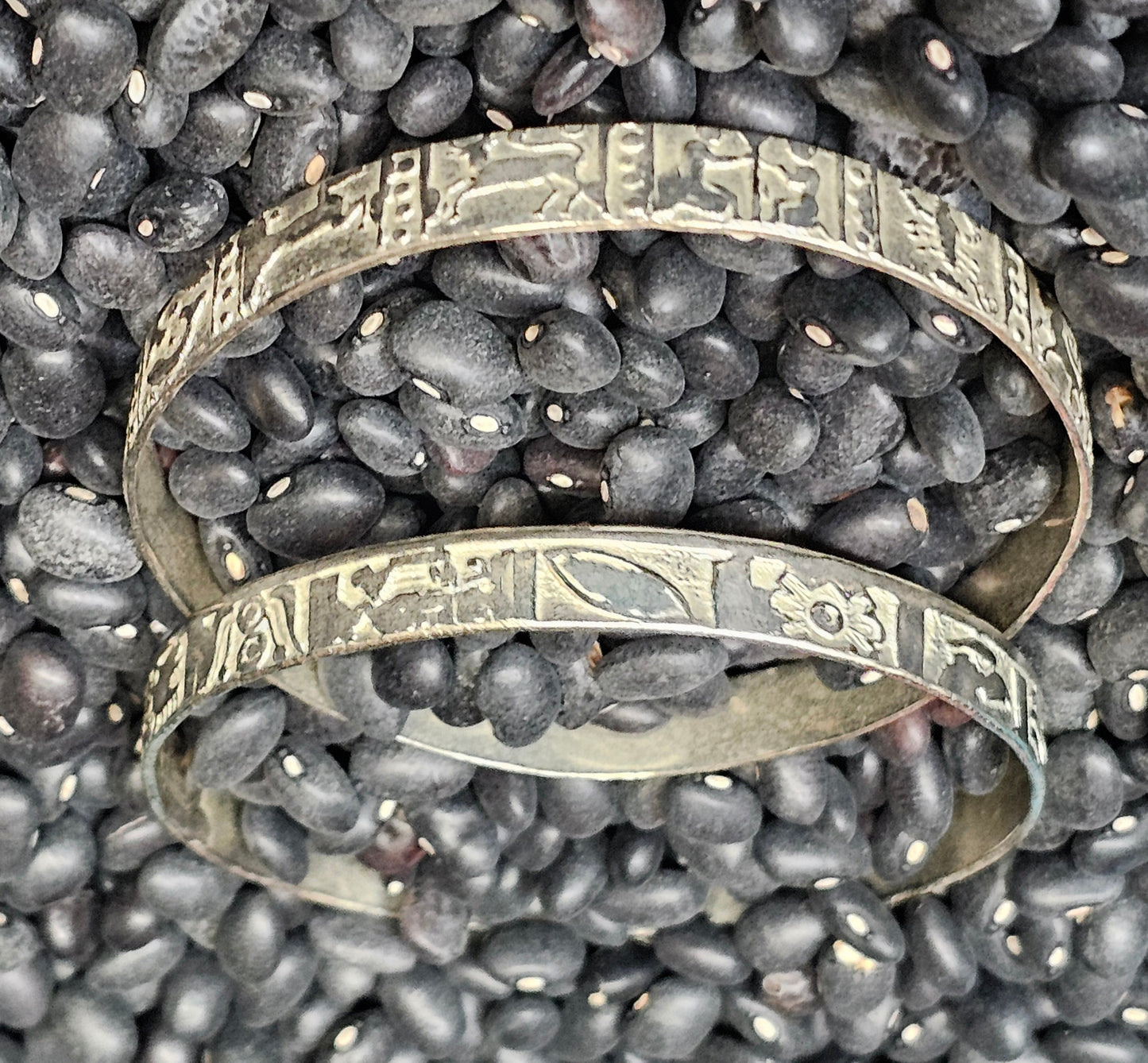 Story Teller Bracelets Set of Two Sterling SIlver Taxco 925 Southwestern Mexico Vintage