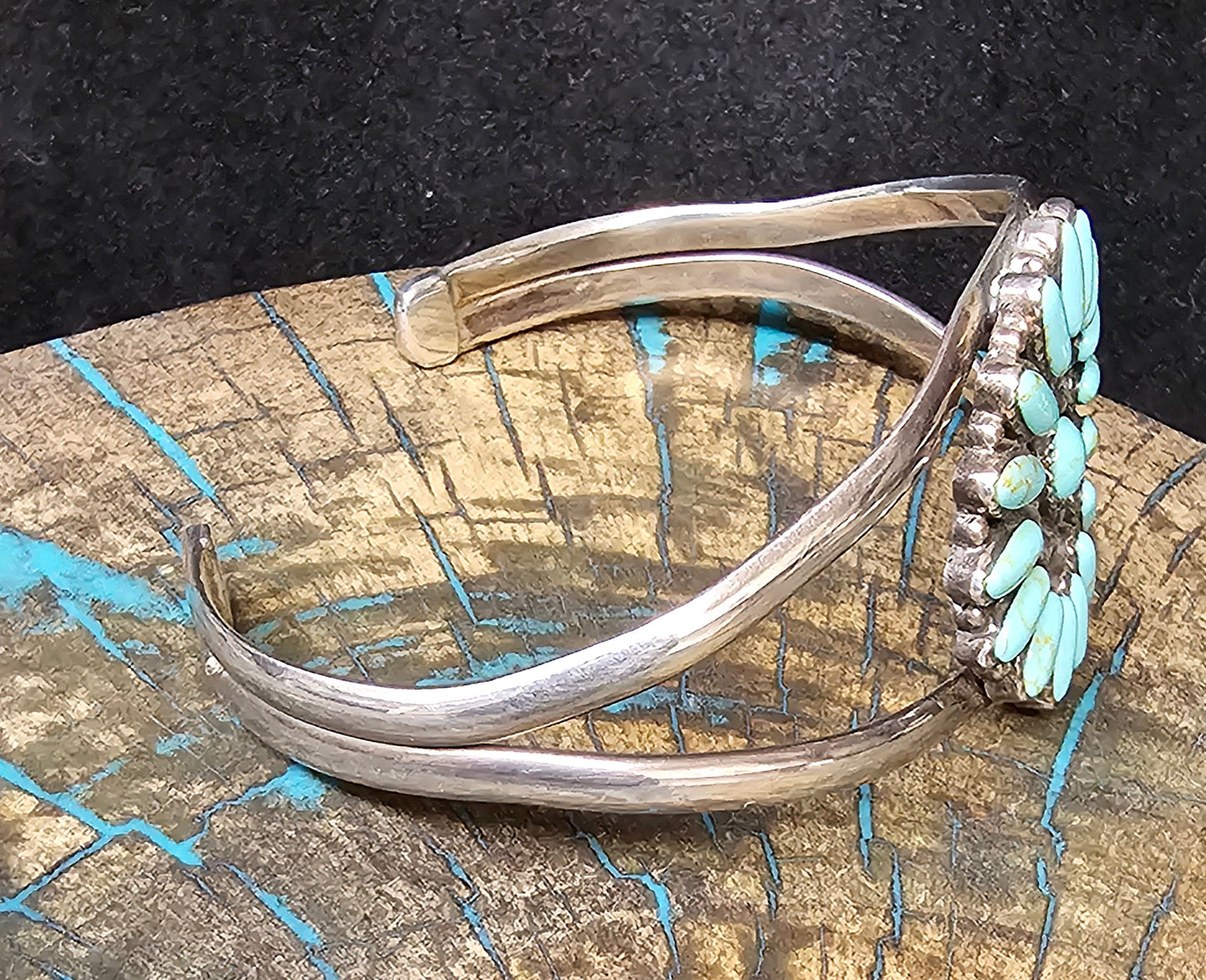 Zuni Cluster Needlepoint Cuff Sterling Silver Stamped 925