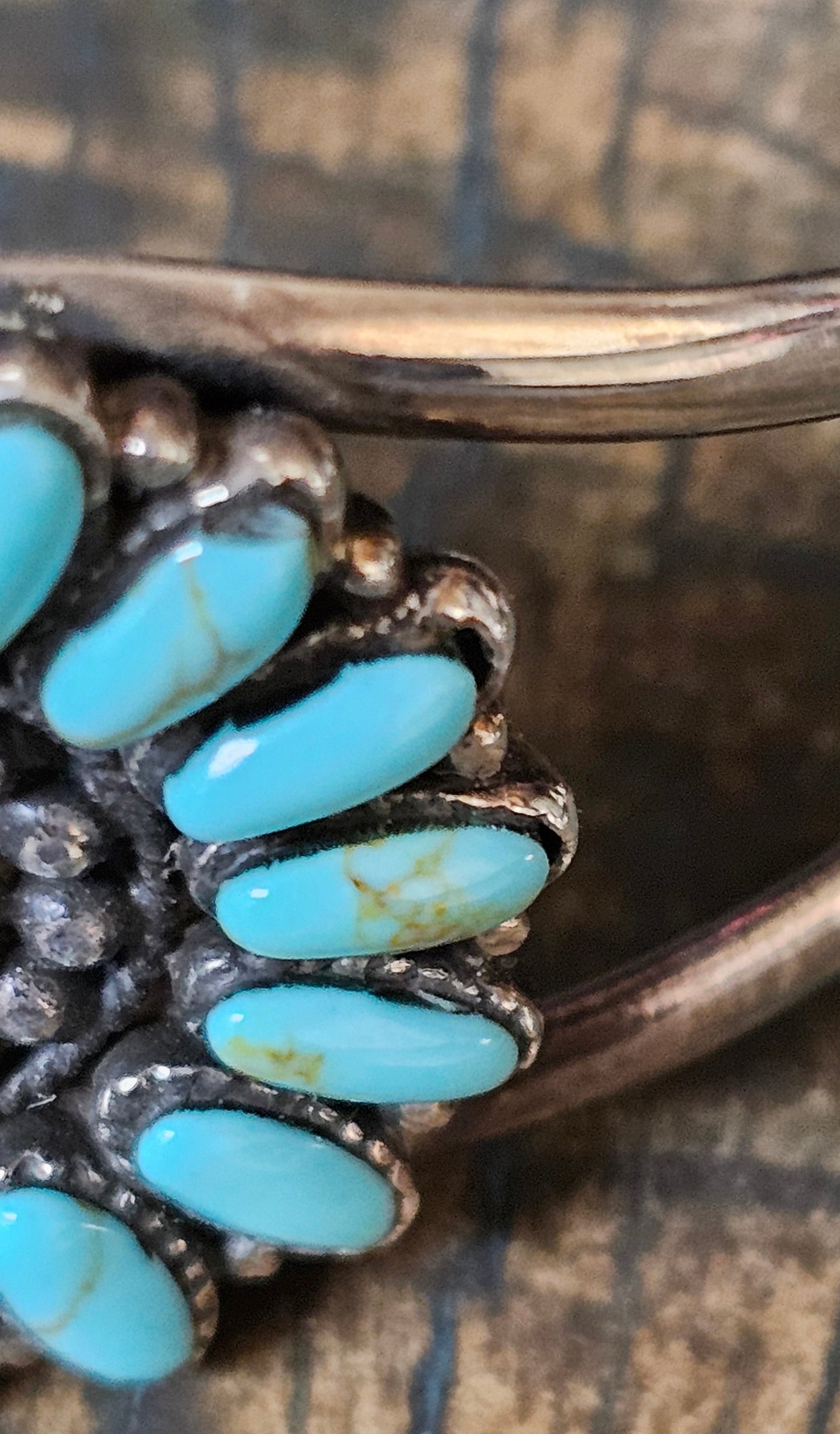 Zuni Cluster Needlepoint Cuff Sterling Silver Stamped 925