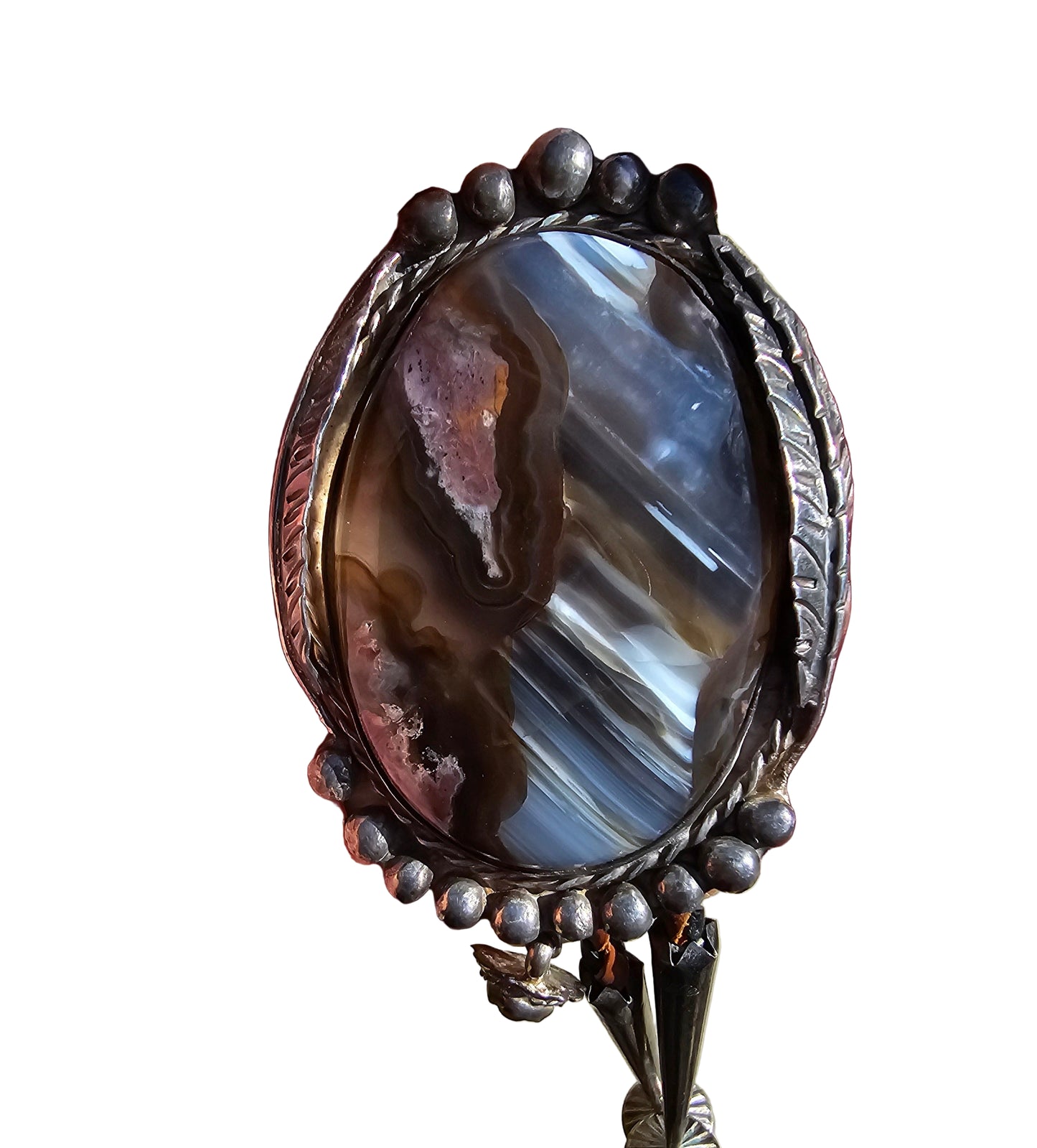 Vintage Agate Bolo Tie James Shay Navajo Sterling Silver Turquoise Red Coral