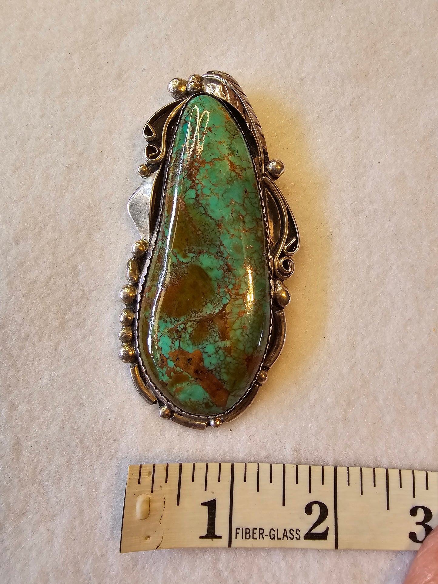Massive Royston Pendant Navajo artist Kenneth Eskitty Sterling Silver