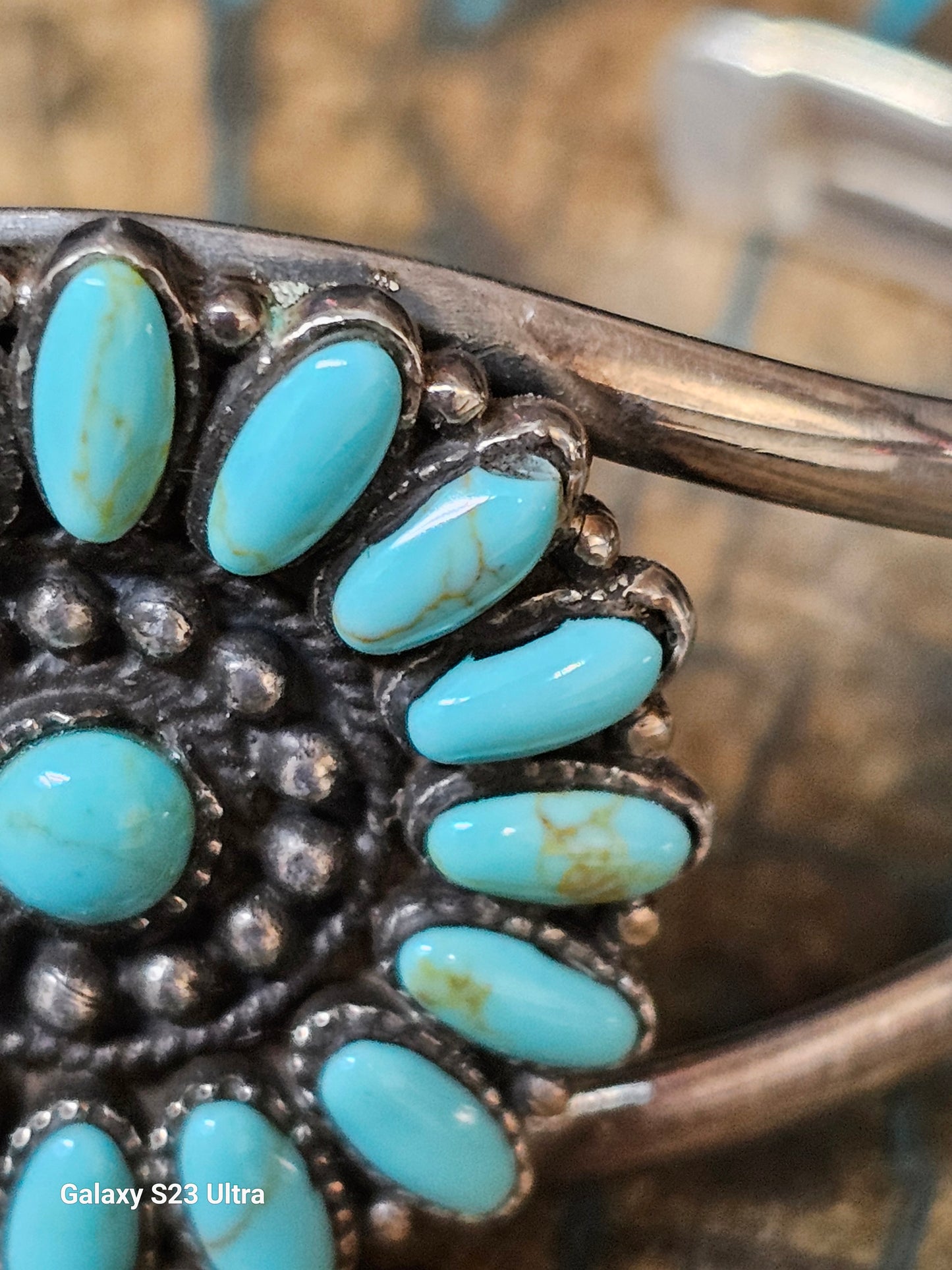 Zuni Cluster Needlepoint Cuff Sterling Silver Stamped 925