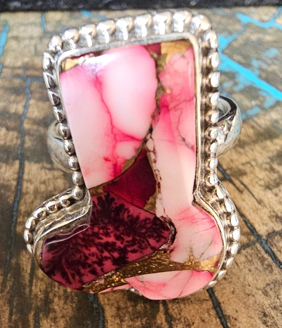 Red Dahlia Ring Size 7 Sterling Silver Boot